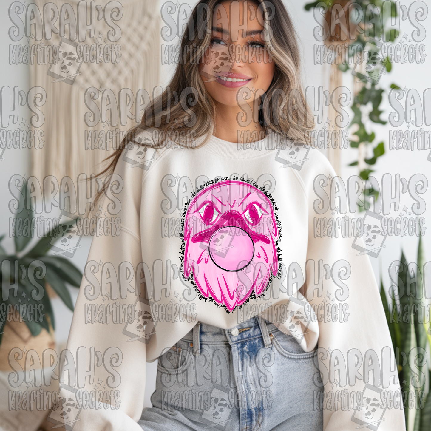 Pink Blowing Bubble Gum Mascot- Hawk