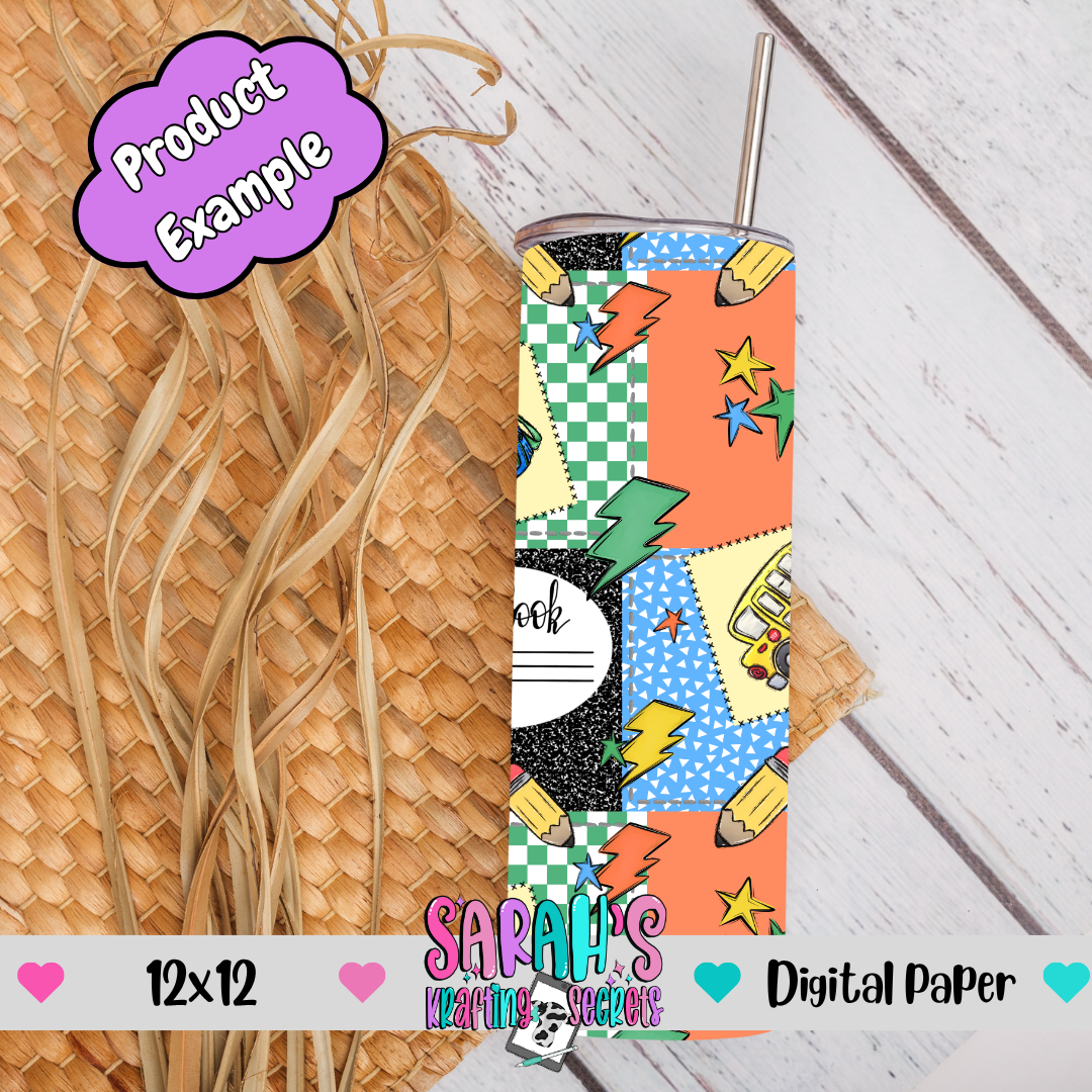 Boy School Patchwork Digital Paper - Seamless