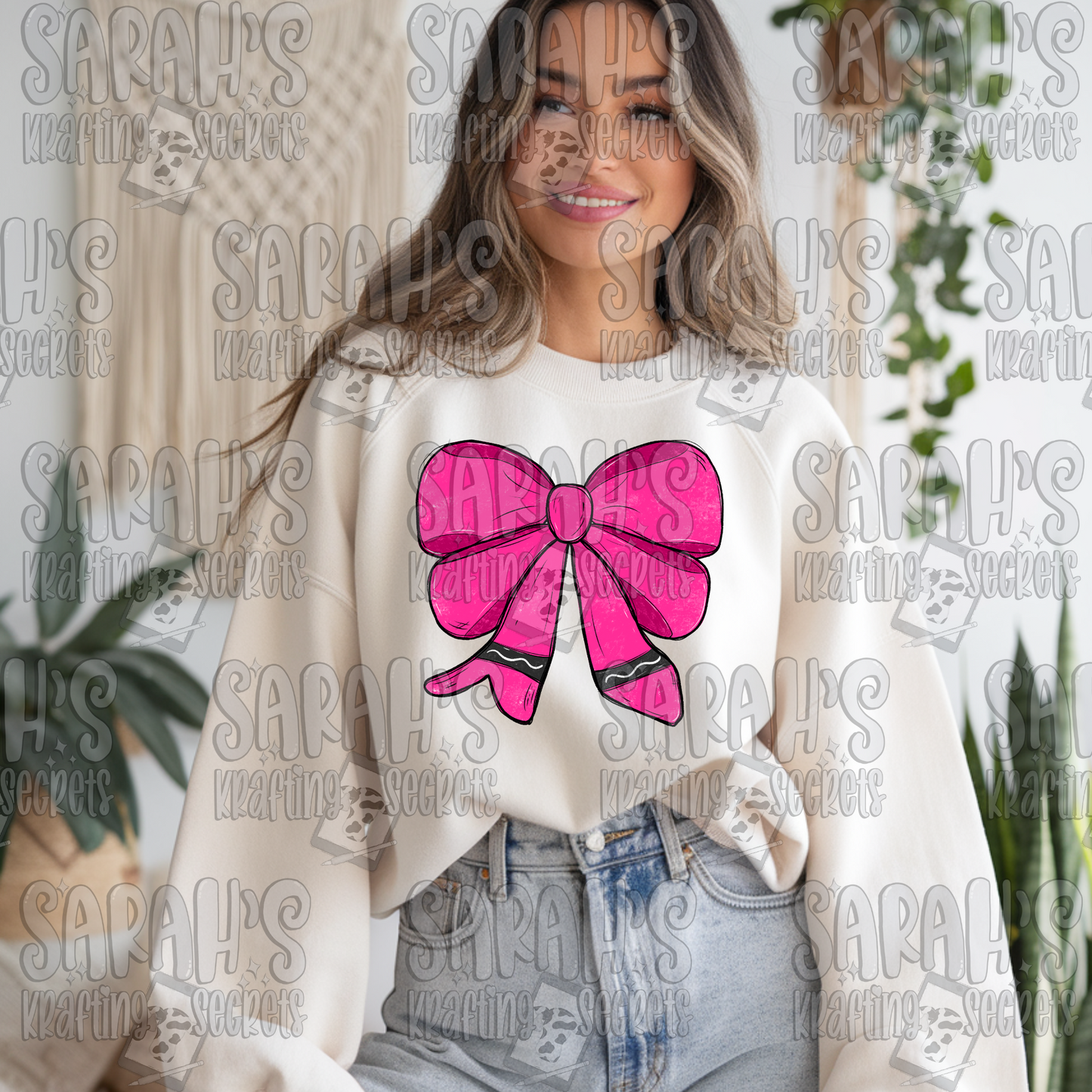 Crayon Bow Sublimation PNG / Hand Drawn Digital Download Watercolor School PNG / School Girl Printable Art / Back to School Sublimation File