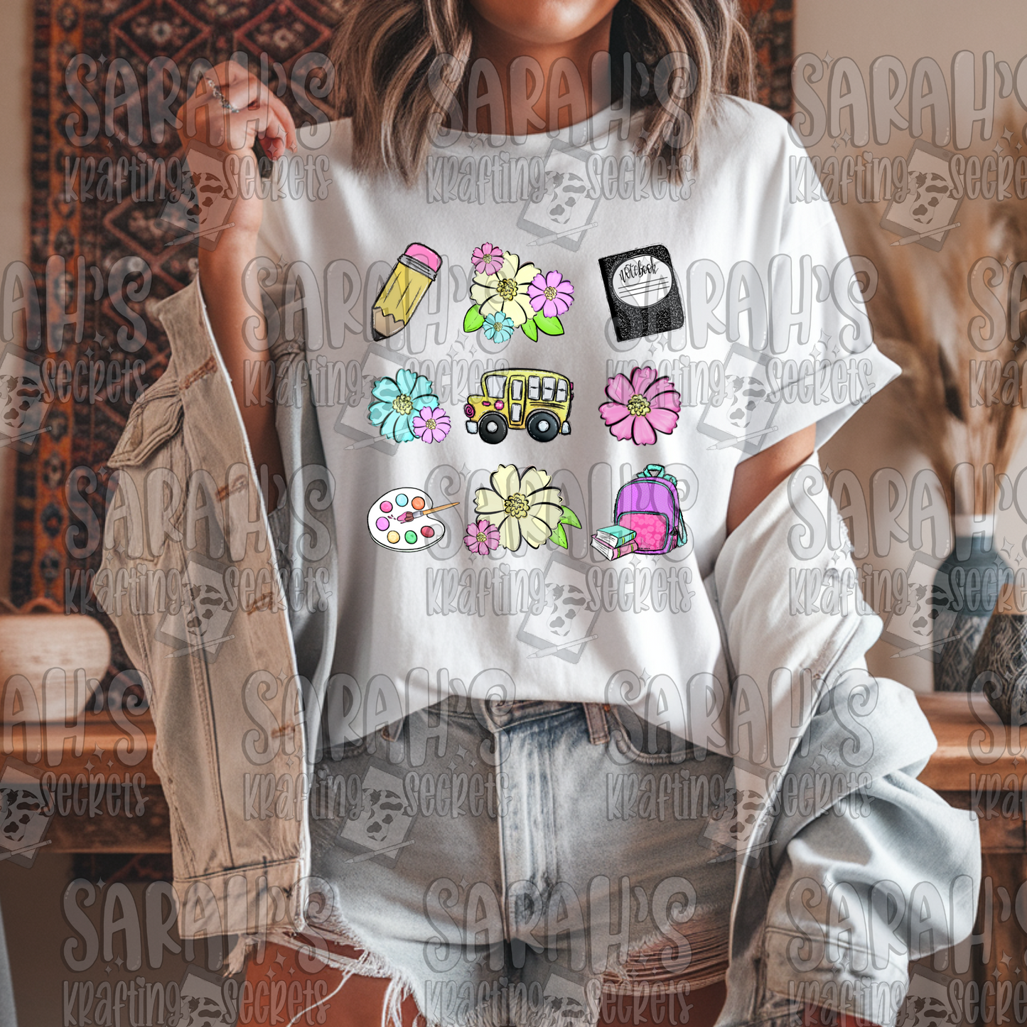 Girl School Floral PNG