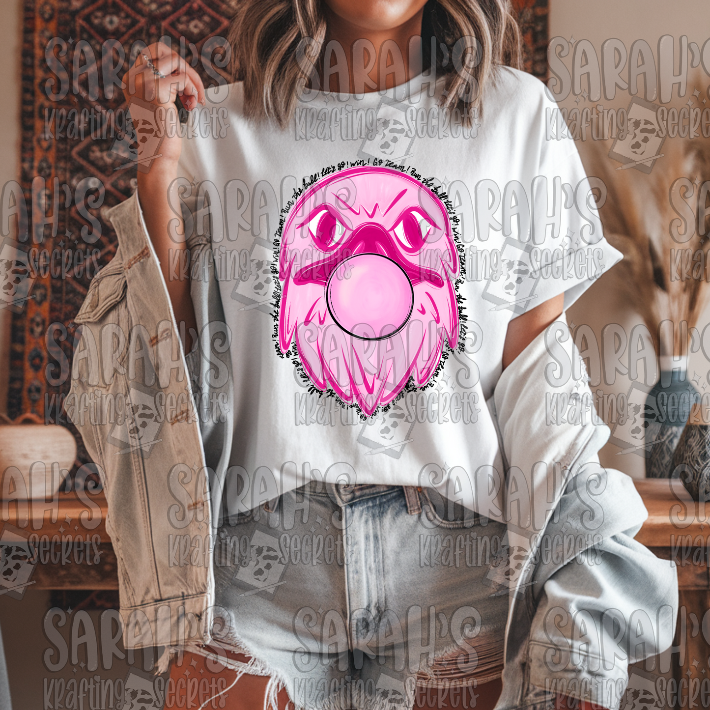 Pink Blowing Bubble Gum Mascot- Hawk