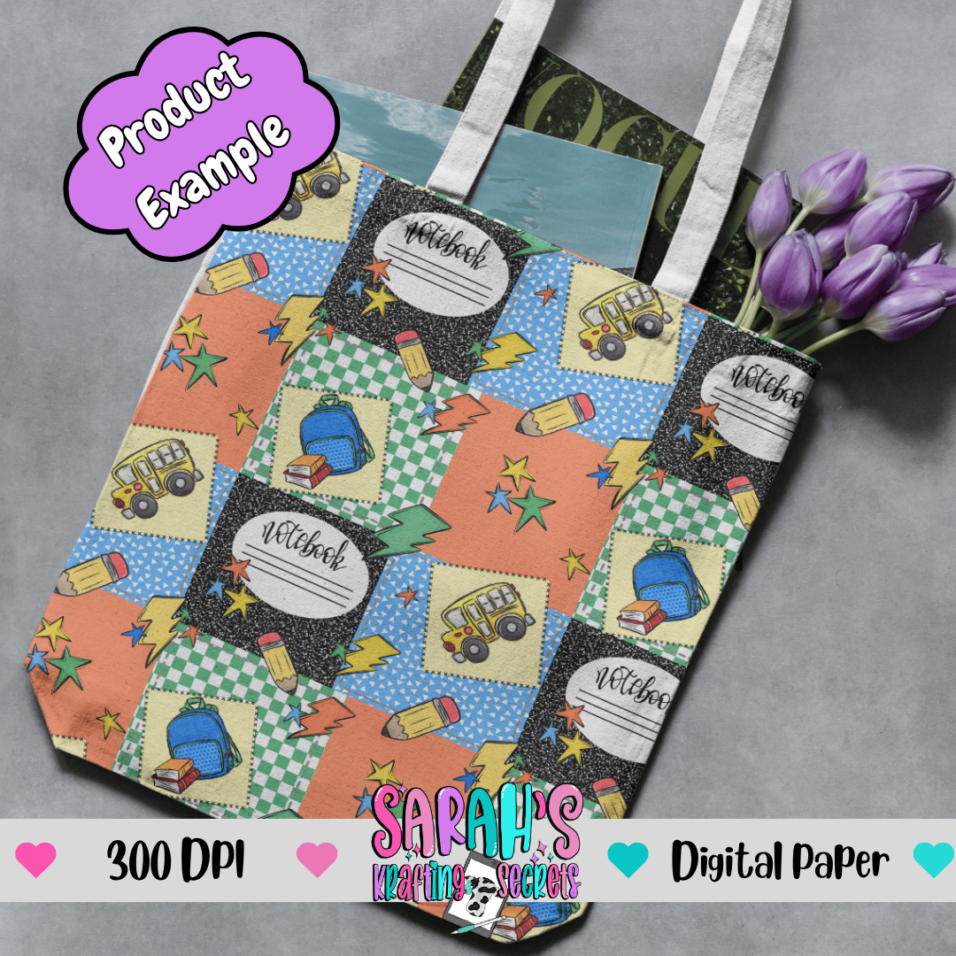 Boy School Patchwork Digital Paper - Seamless