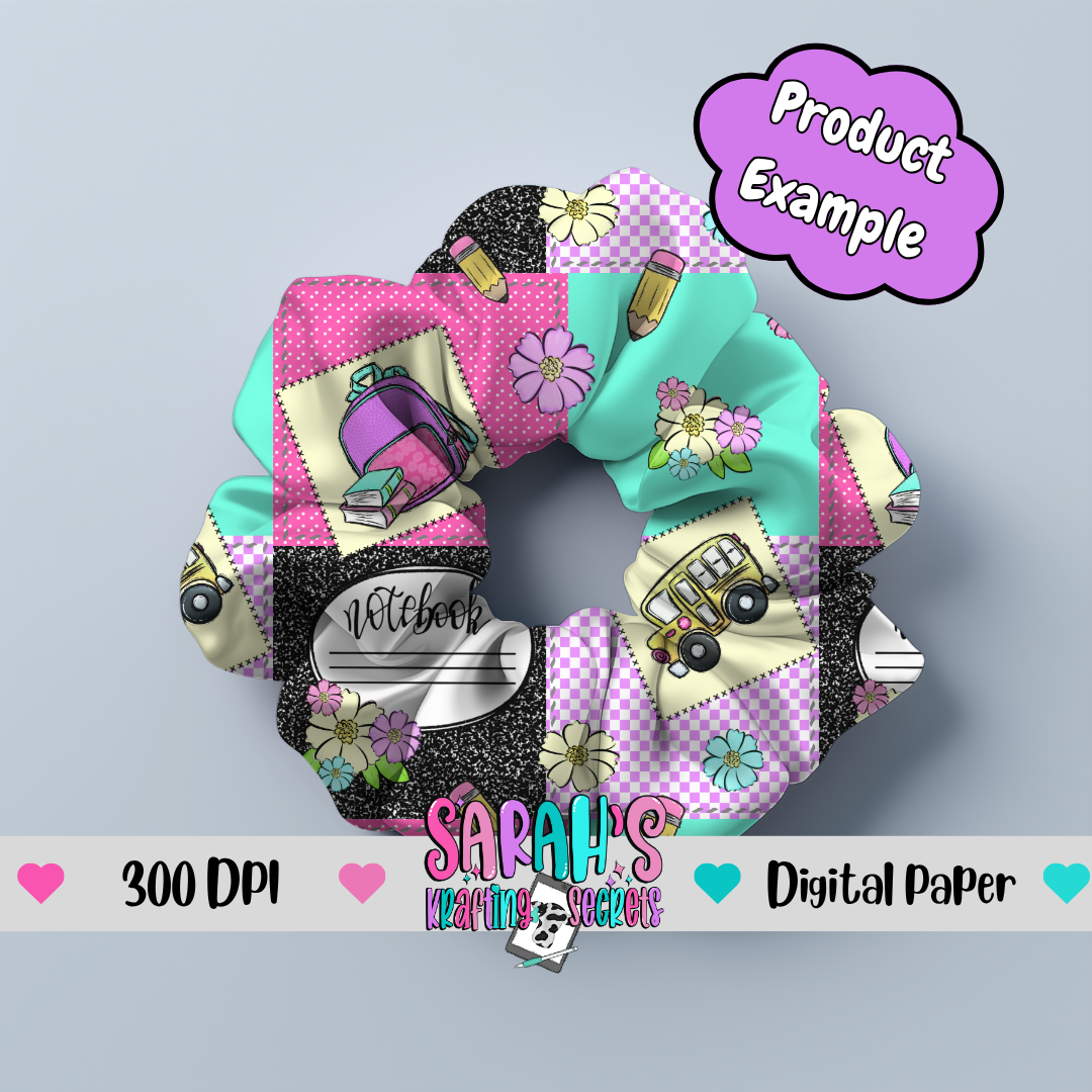 Girl School Patchwork Digital Paper - Seamless