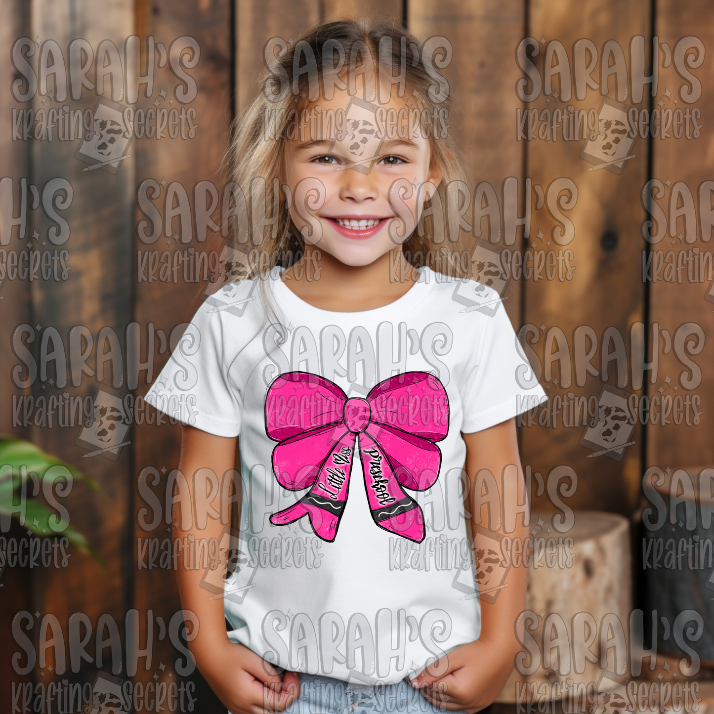 Crayon Bow Sublimation PNG / Hand Drawn Digital Download Little Miss Preschool / School Girl Printable Art / Back to School Sublimation File