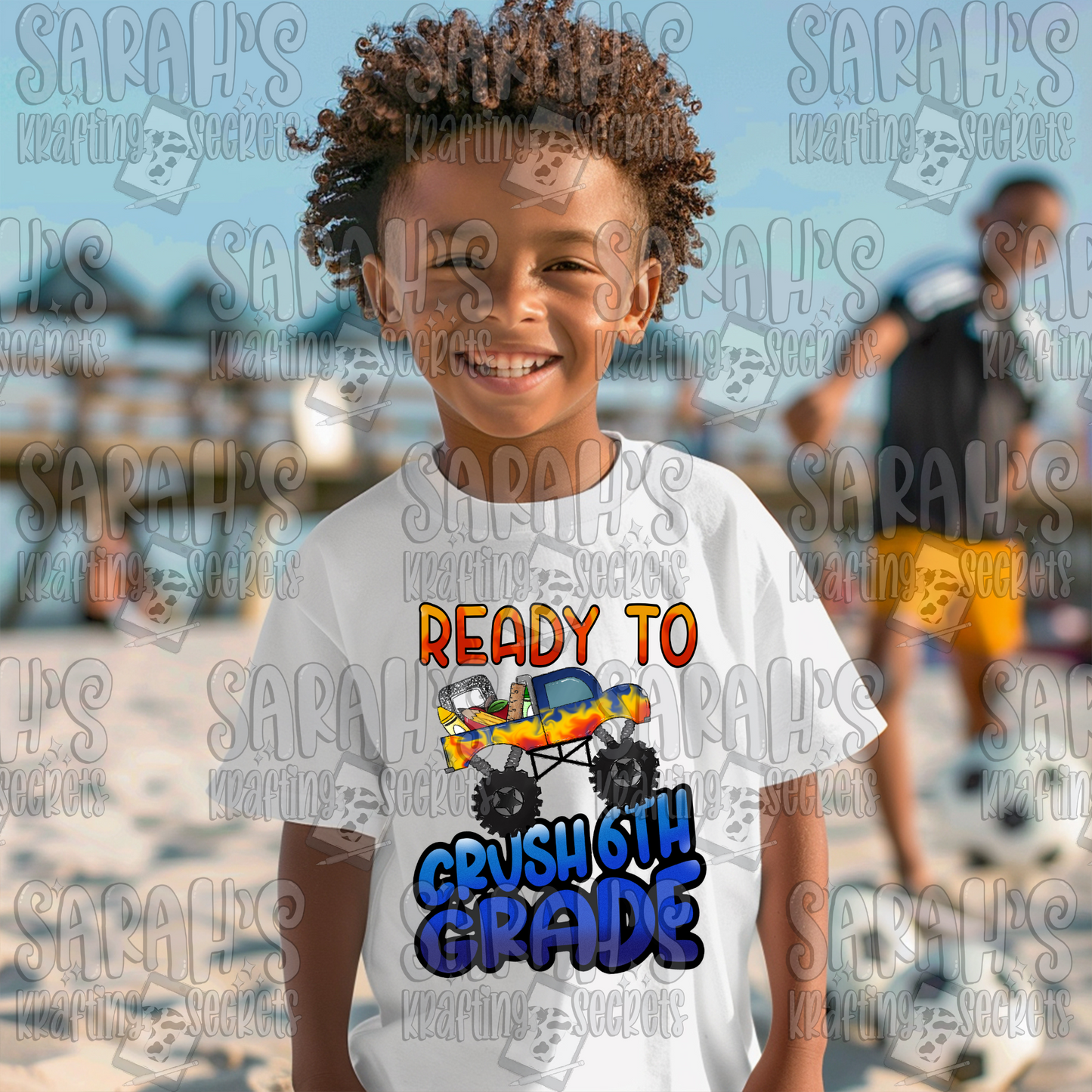 Ready to Crush 6th Grade Sublimation Design / Boy School PNG / Digital Download / School Boy Truck PNG File / Hand Drawn / Printable Art