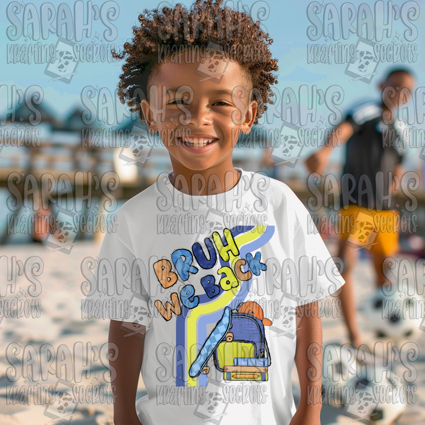 Bruh We Back Sublimation Design / Watercolor Boy School PNG / Digital Download / School Boy DTG / PNG File / Hand Drawn / Printable Art