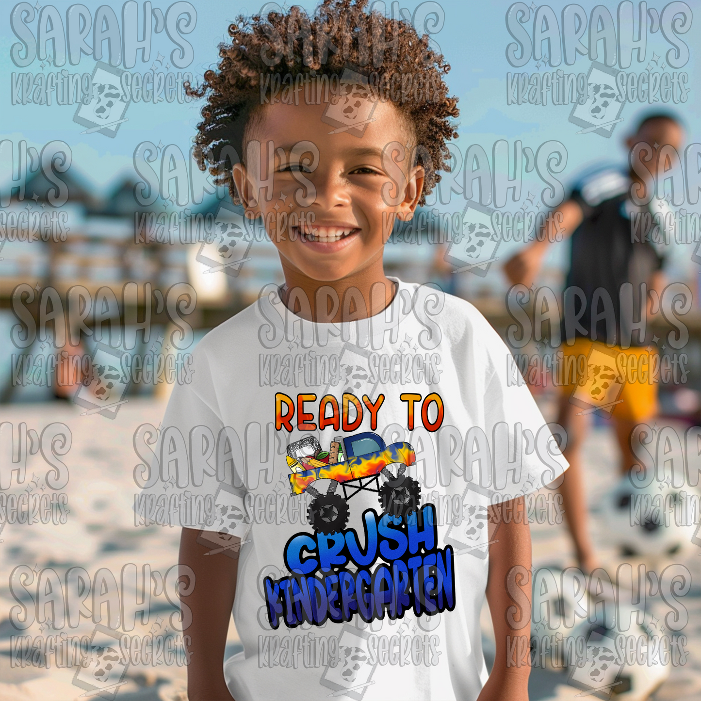 Ready to Crush Kindergarten Sublimation Design / Boy School PNG / Digital Download / School Boy DTG / PNG File / Hand Drawn / Printable Art