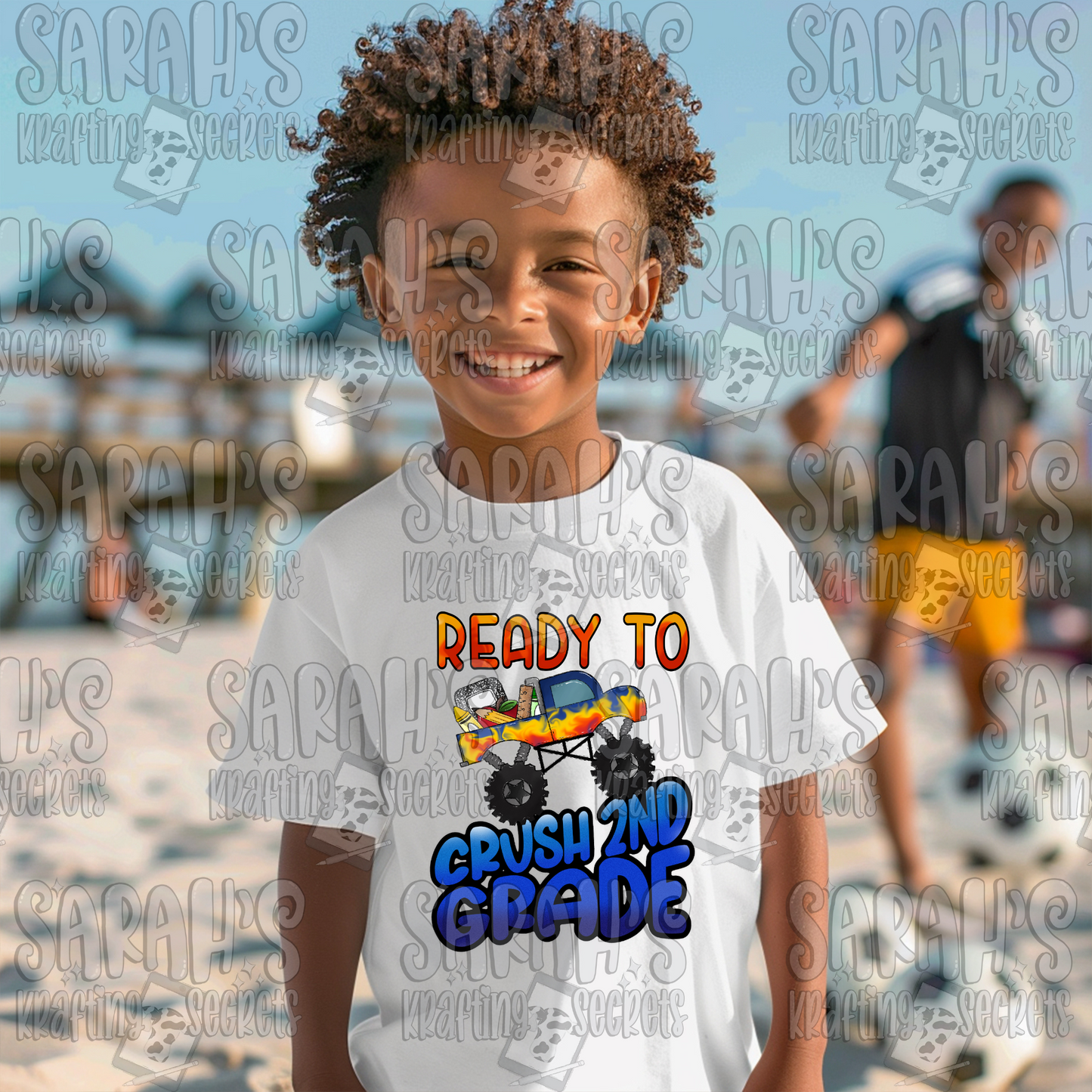 Ready to Crush 2nd Grade Sublimation Design / Boy School PNG / Digital Download / School Boy Truck PNG File / Hand Drawn / Printable Art