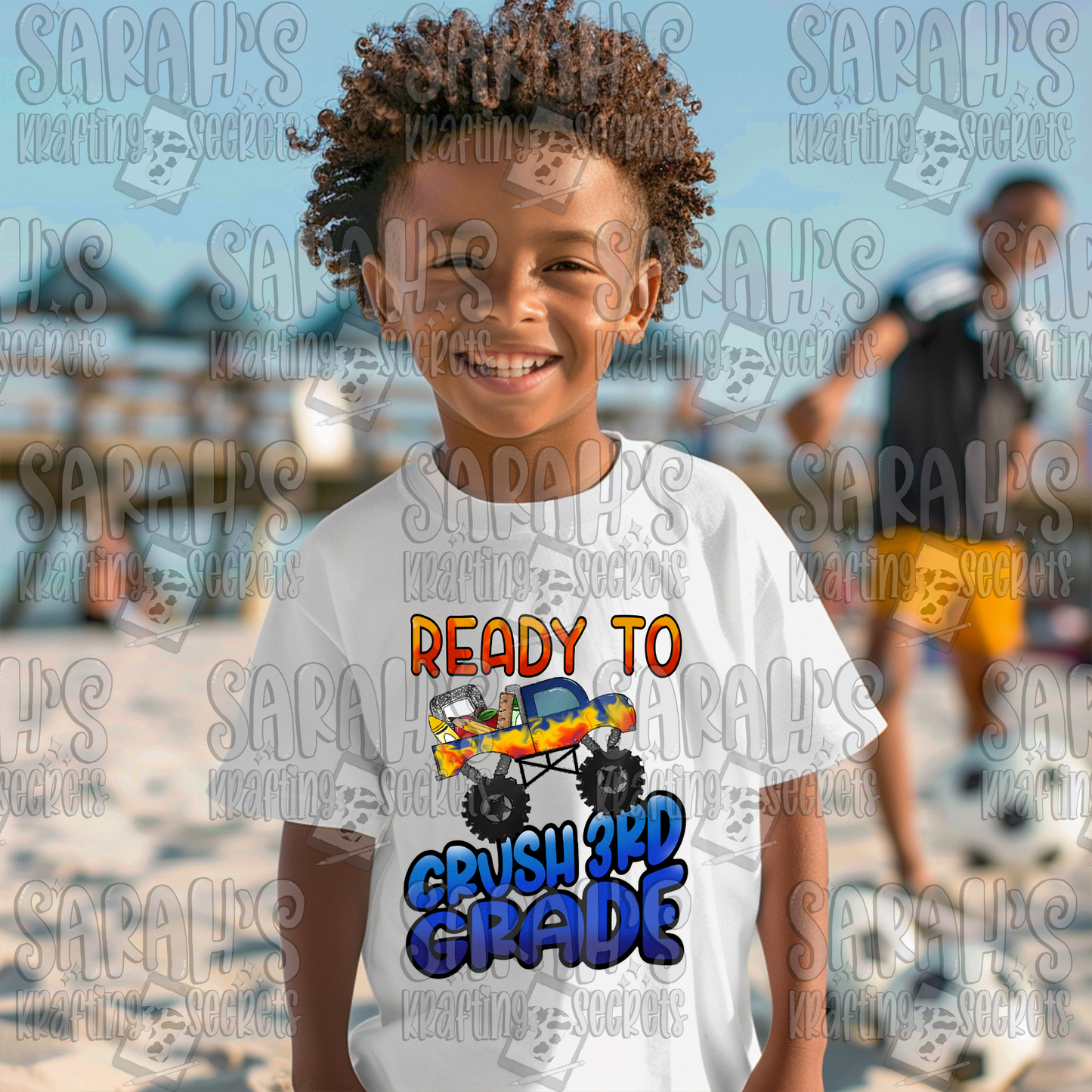 Ready to Crush 3rd Grade Sublimation Design / Boy School PNG / Digital Download / School Boy Truck PNG File / Hand Drawn / Printable Art