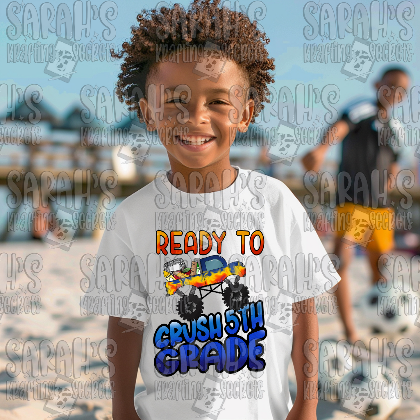 Ready to Crush 5th Grade Sublimation Design / Boy School PNG / Digital Download / School Boy Truck PNG File / Hand Drawn / Printable Art