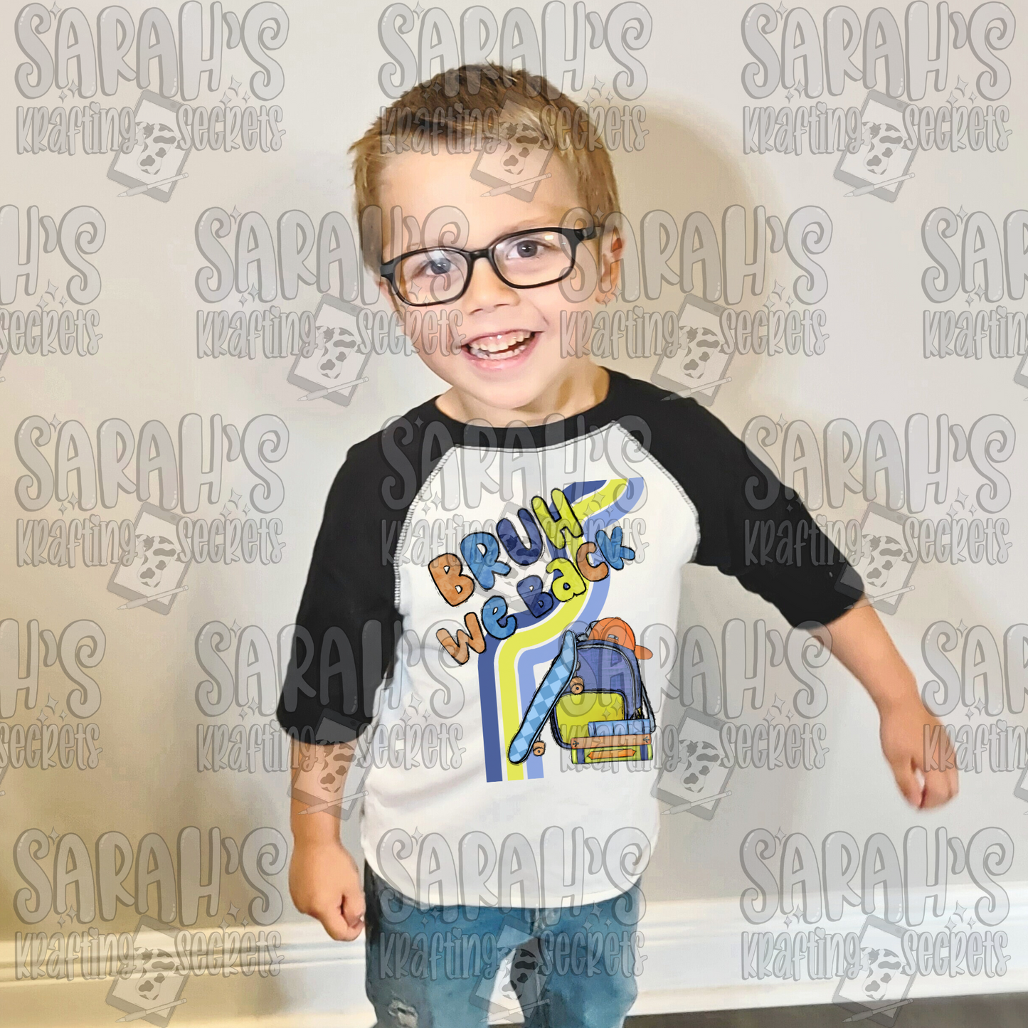 Bruh We Back Sublimation Design / Watercolor Boy School PNG / Digital Download / School Boy DTG / PNG File / Hand Drawn / Printable Art