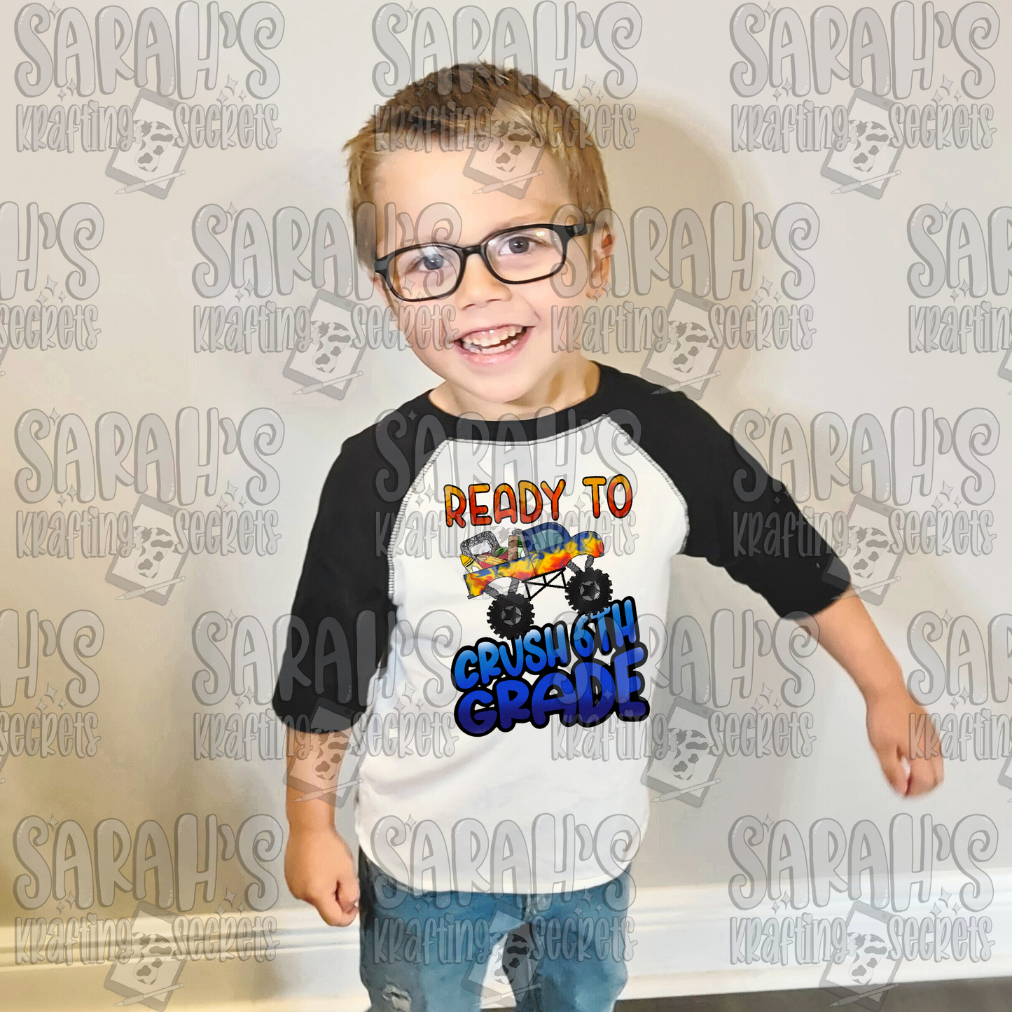 Ready to Crush 6th Grade Sublimation Design / Boy School PNG / Digital Download / School Boy Truck PNG File / Hand Drawn / Printable Art