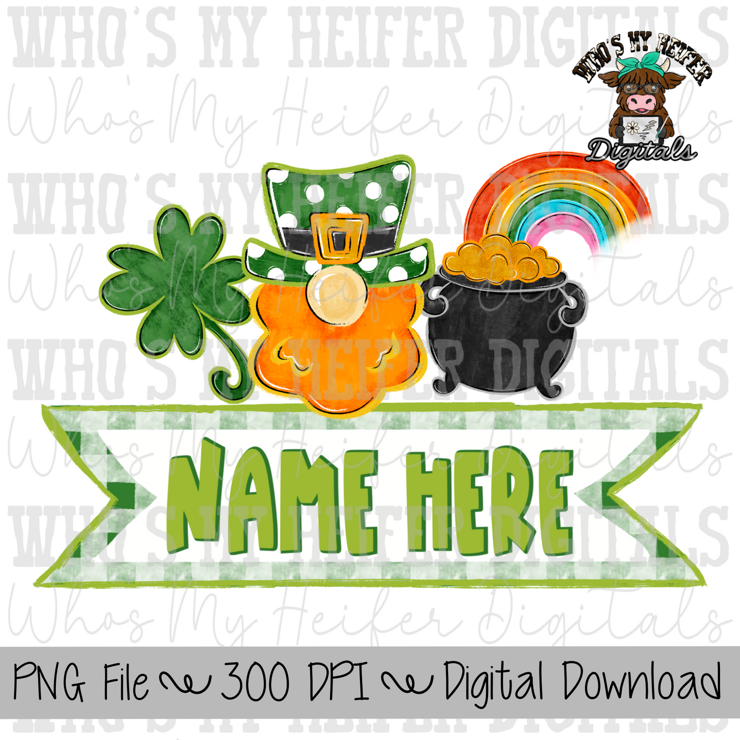 St. Patrick's Day Trio with Name Block Sublimation PNG
