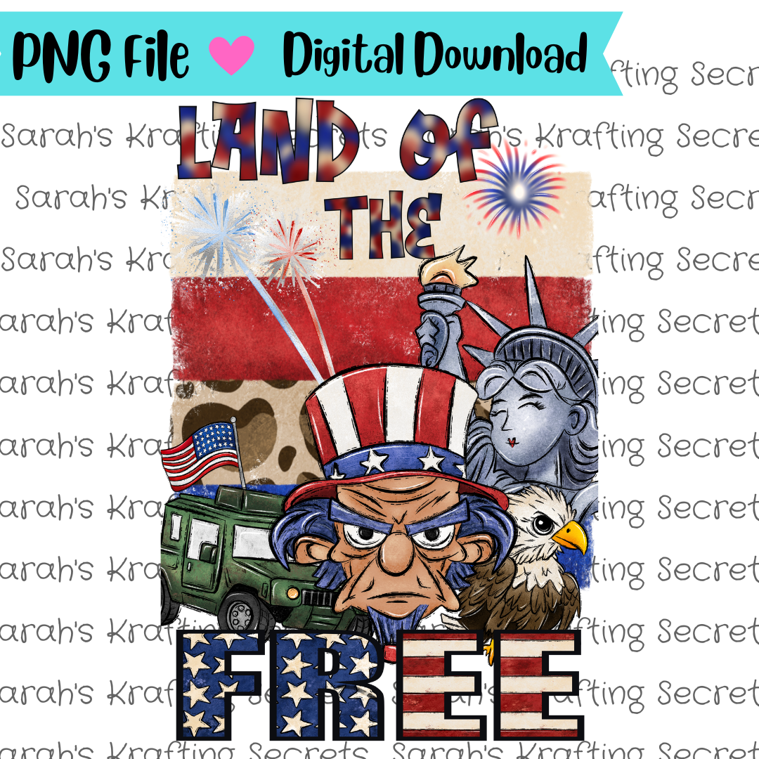 Land of the Free sublimation design