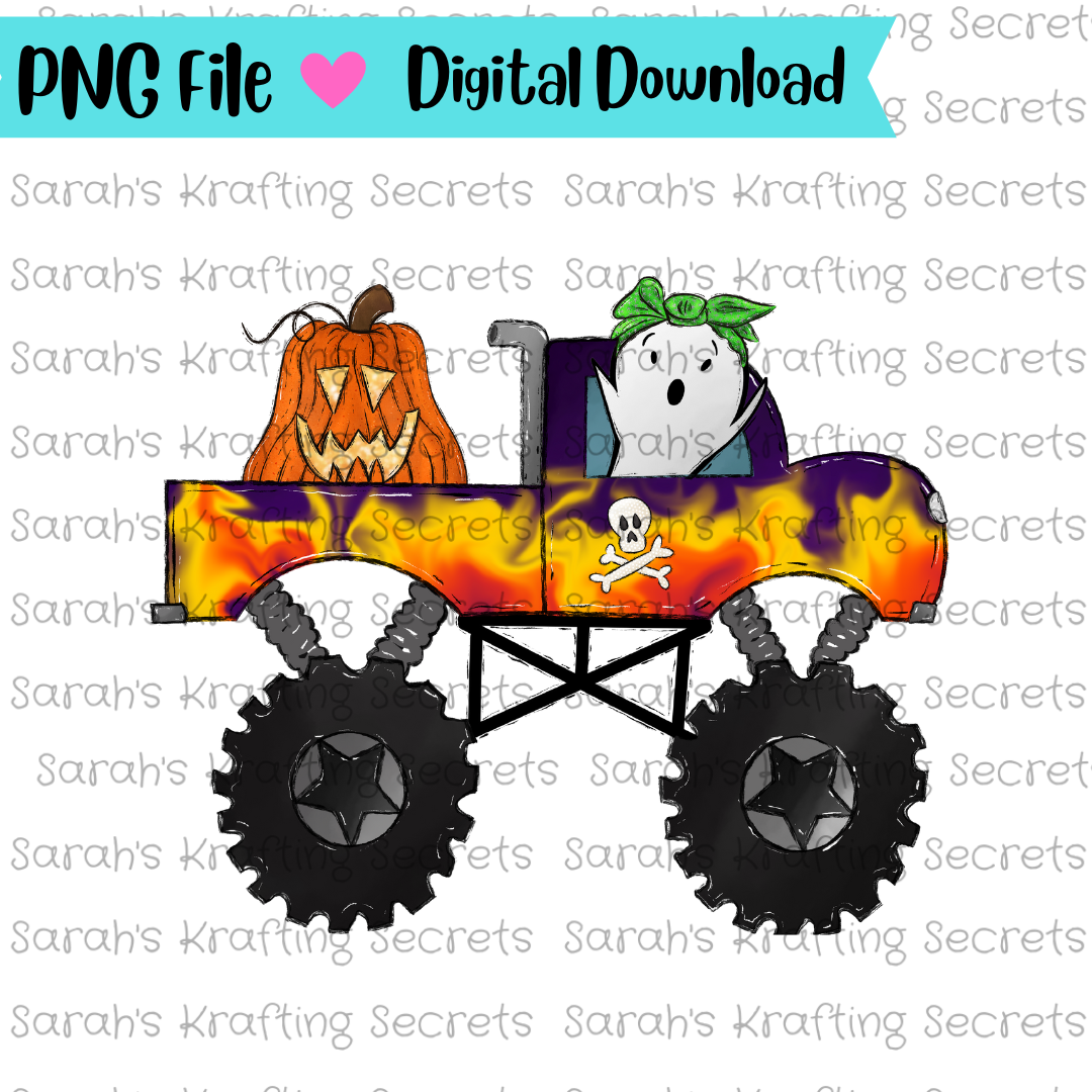 Halloween Monster Truck Sublimation Design