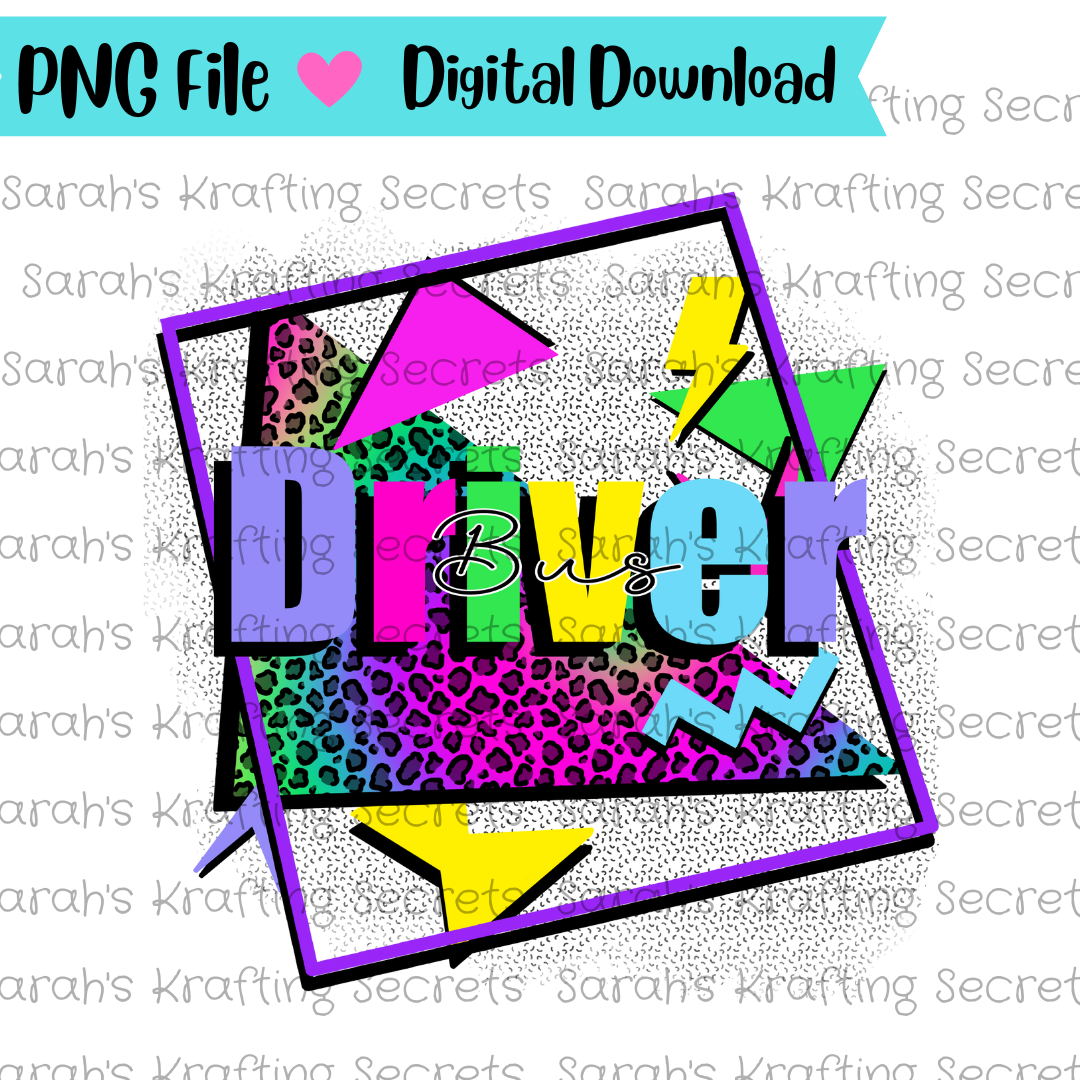 90's Theme Bus Driver Sublimation Design