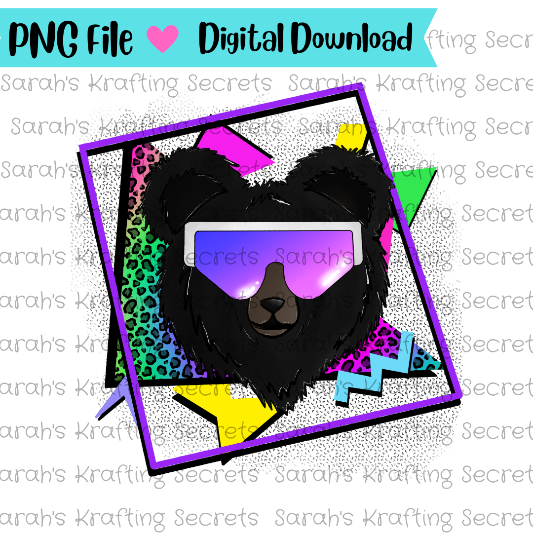 90's Theme Bear Sublimation Design