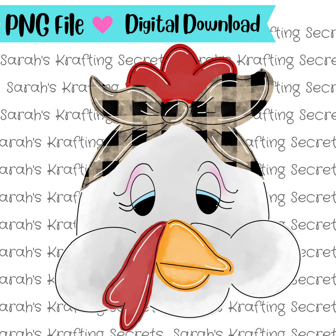 Chicken Face with Headband Sublimation Graphic Design