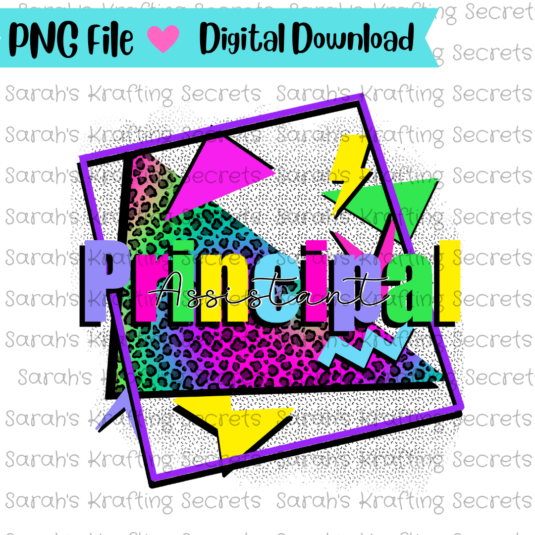 90's Theme Assistant Principal Sublimation Design