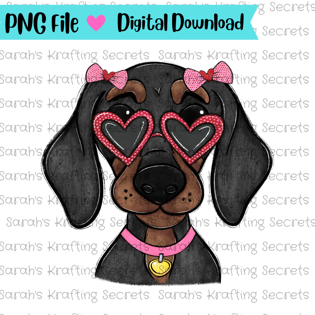 Girl Valentine's Day Dog Dachshund png