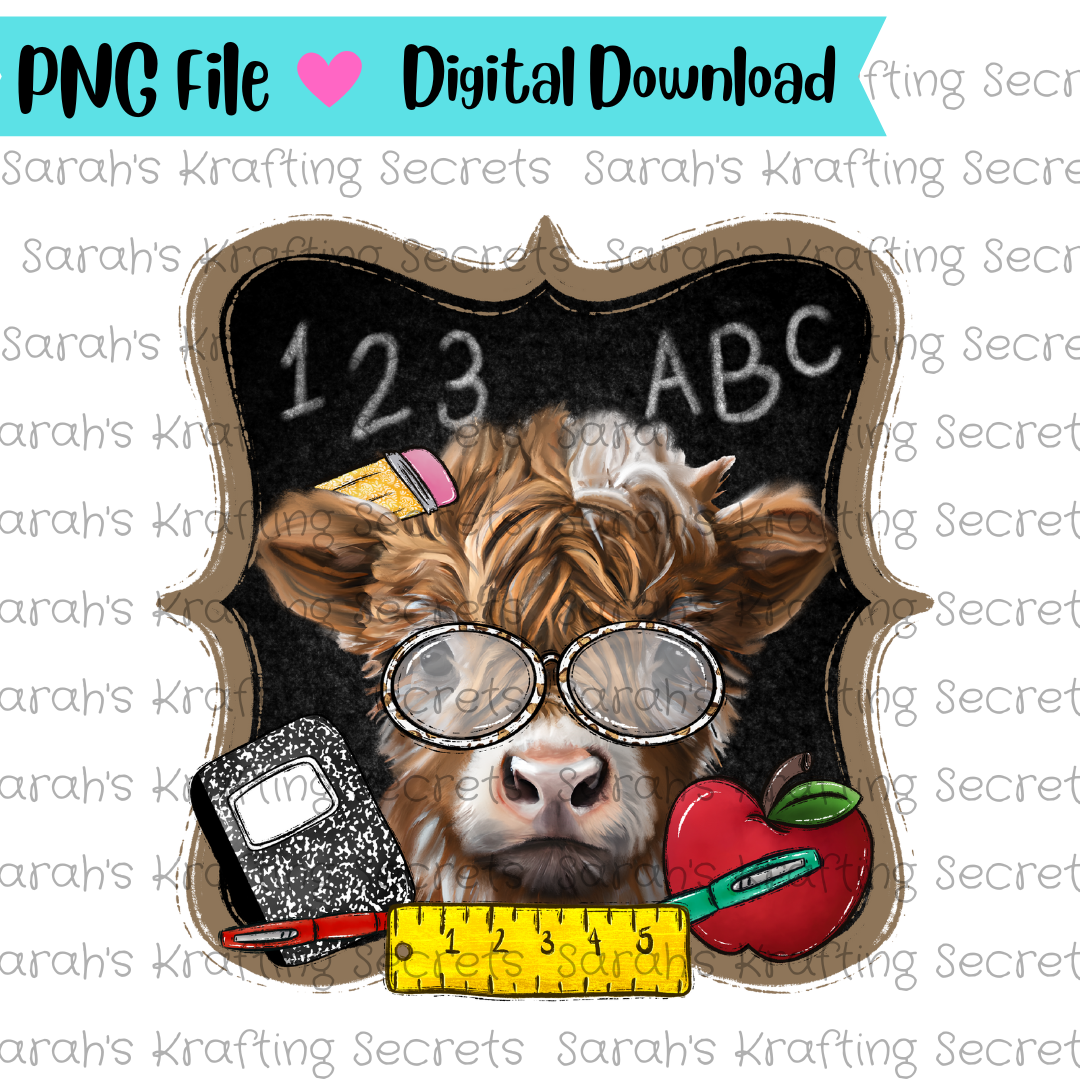 Teacher Cow Sublimation Design