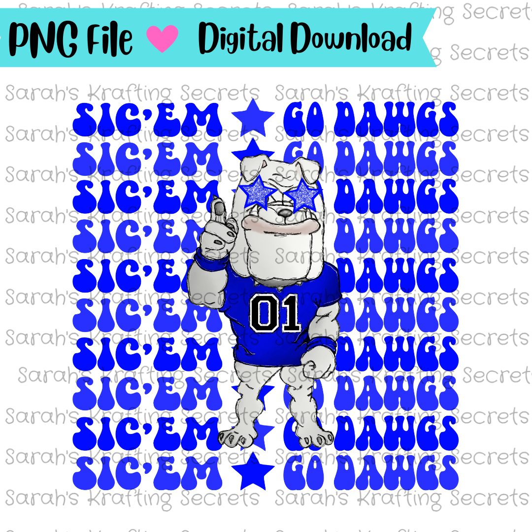 Retro Bulldog with Star Eyes Sublimation