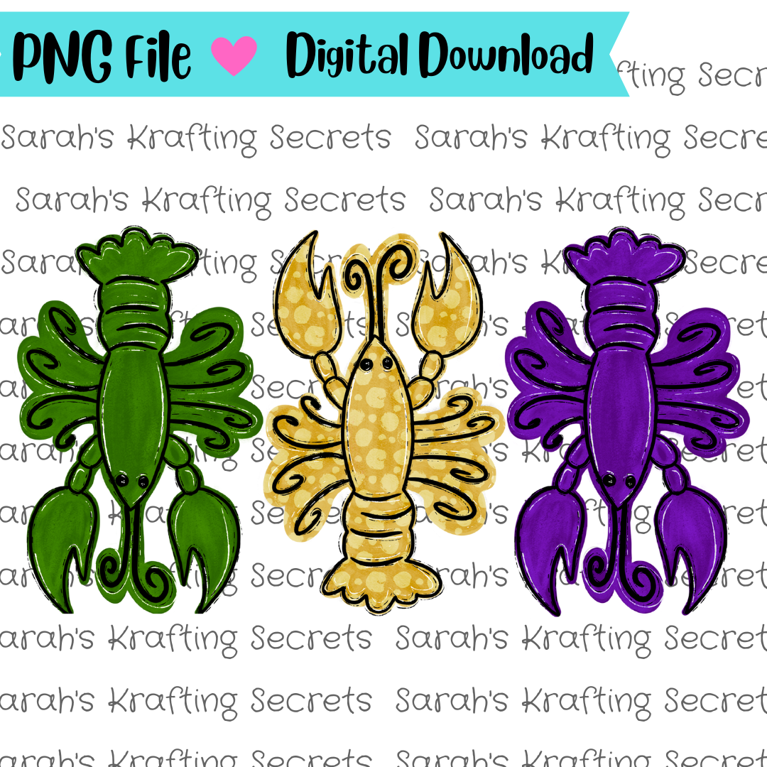 Mardi Gras Crawfish Sublimation Graphic Design