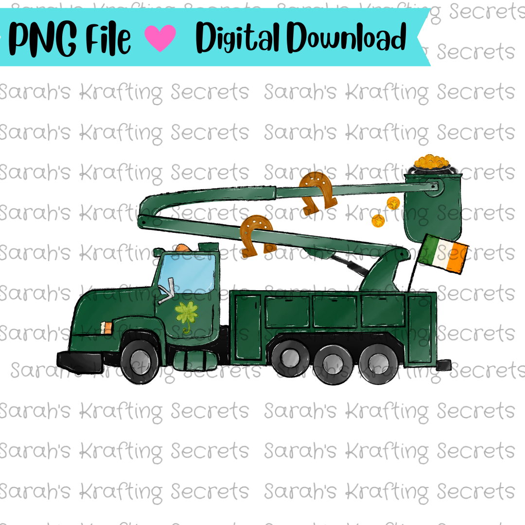 St Patrick's Day Lineman Truck Sublimation Design