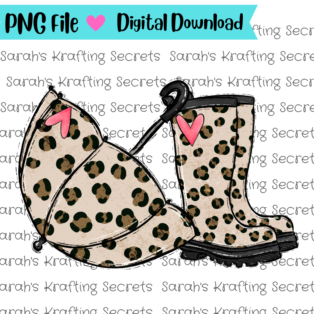 Rainboots and umbrella Sublimation Graphic Design