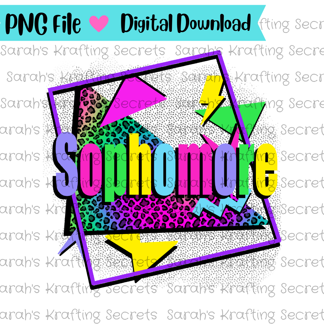 90's theme sophomore sublimation design