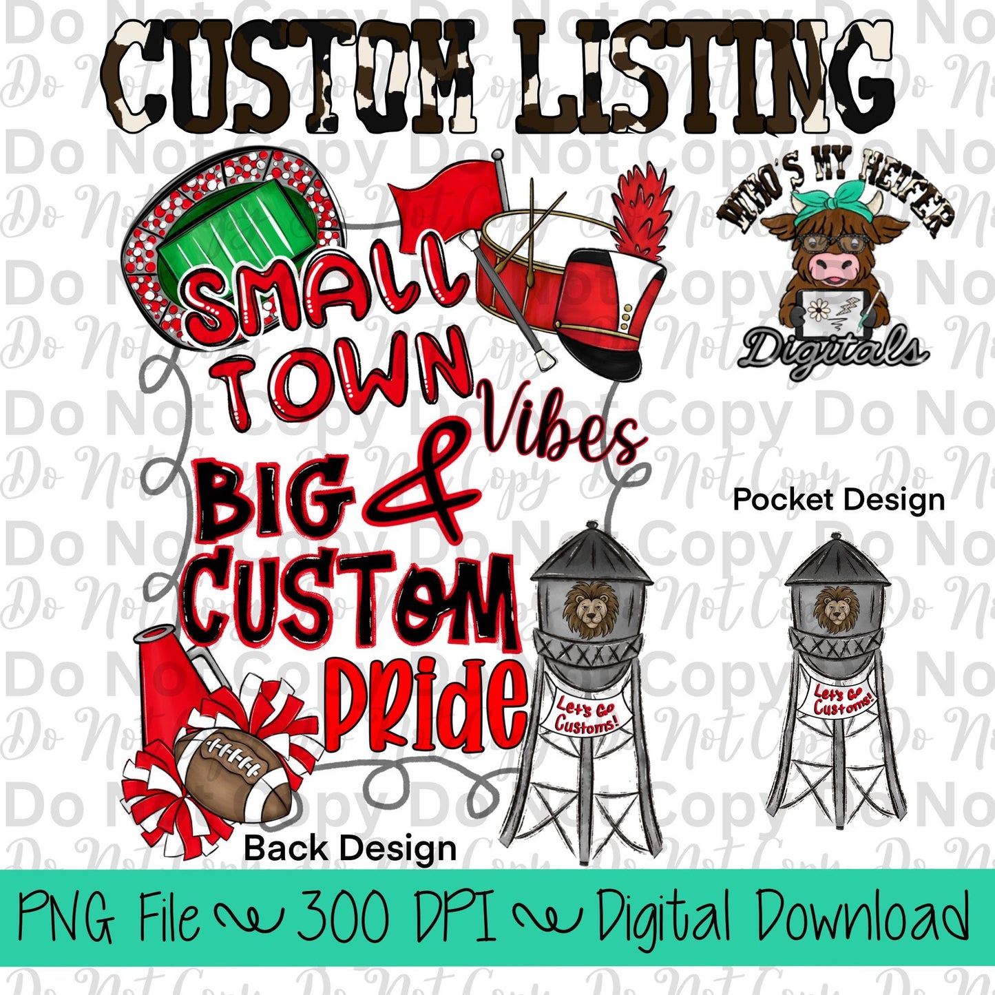 Small Town Vibes PNG Hand Drawn Mascot Name Sublimation Design Sports Team Name Shirt Designs School Spirit PNG File School Name PNG