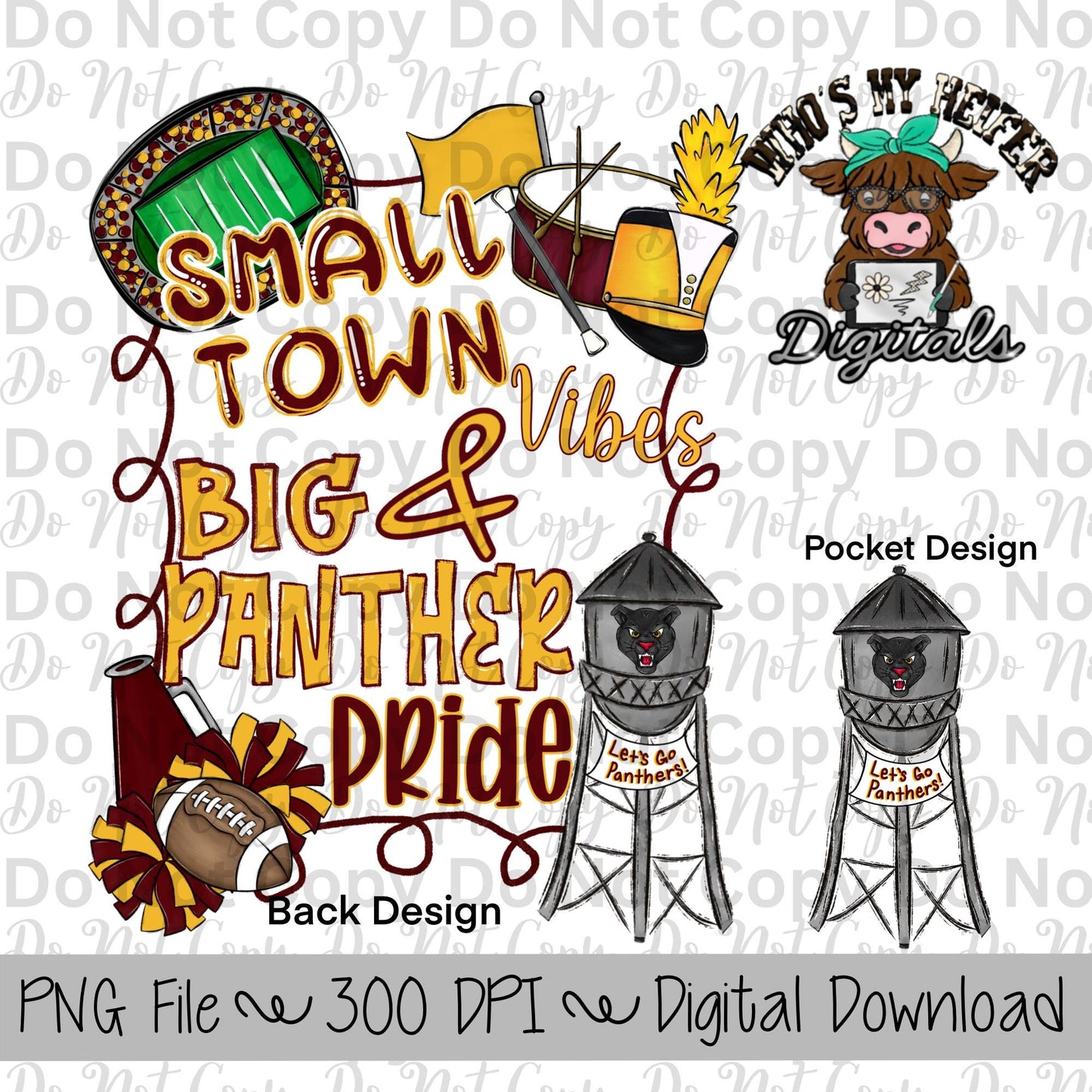 Small Town Vibes PNG Hand Drawn Panther Sublimation Design Game Day Shirt Designs School Spirit PNG File Big Panther Pride Digital Download