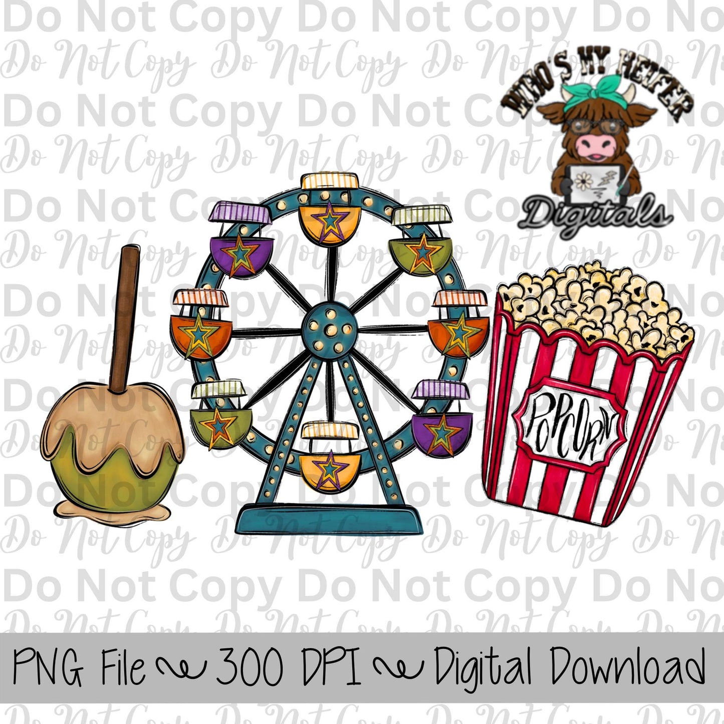 Caramel Apple Fair Trio Sublimation Design Hand Drawn Fair Food PNG Kids Fair Sublimation Shirt Design State Fair PNG File Fair Clipart Star