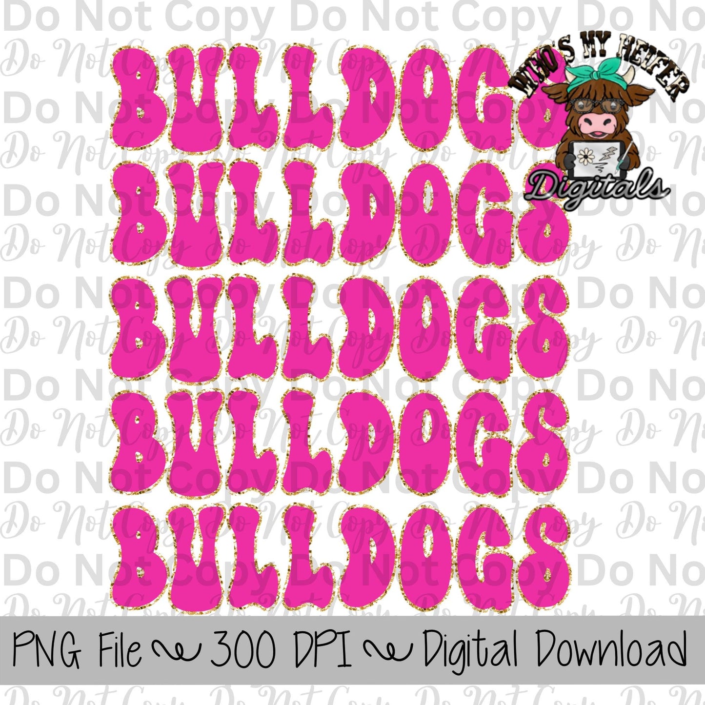 Preppy Bulldog PNG Hand Drawn Football Sublimation PNG File Pink and Gold Bulldog PNG School Spirit Shirt Designs Team Name Digital Download