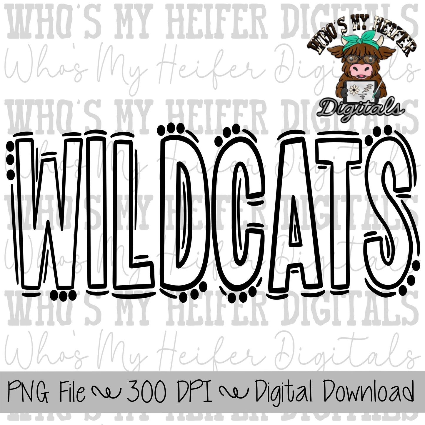 Custom Doodle Mascot Name PNG Hand Drawn OUTLINE Mascot Name Sublimation Design Sports Team Name Shirt Design School Spirit PNG School Name