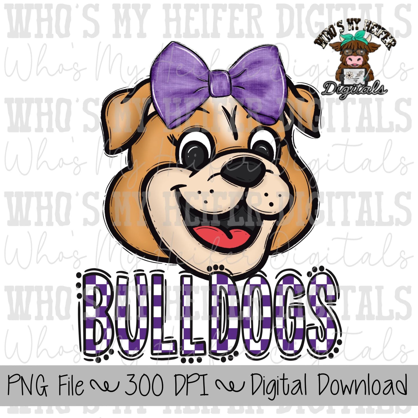 Maroon & White Bulldogs PNG Hand Drawn Bulldog with Bow Sublimation PNG Game Day Shirt Design School Spirit PNG Checkered Bulldog Doodle Art