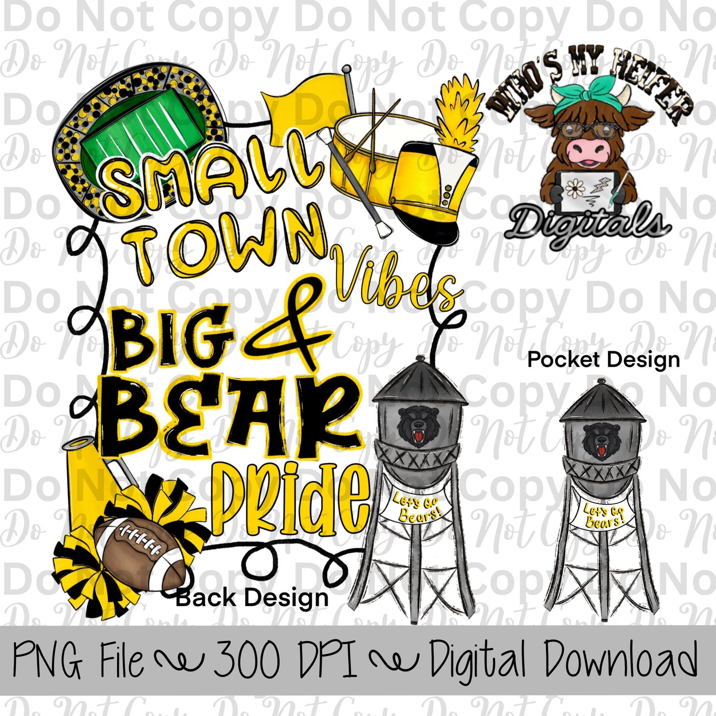 Small Town Vibes PNG Hand Drawn Bears Sublimation Design Game Day Shirt Designs School Spirit PNG File Big Bear Pride Digital Download
