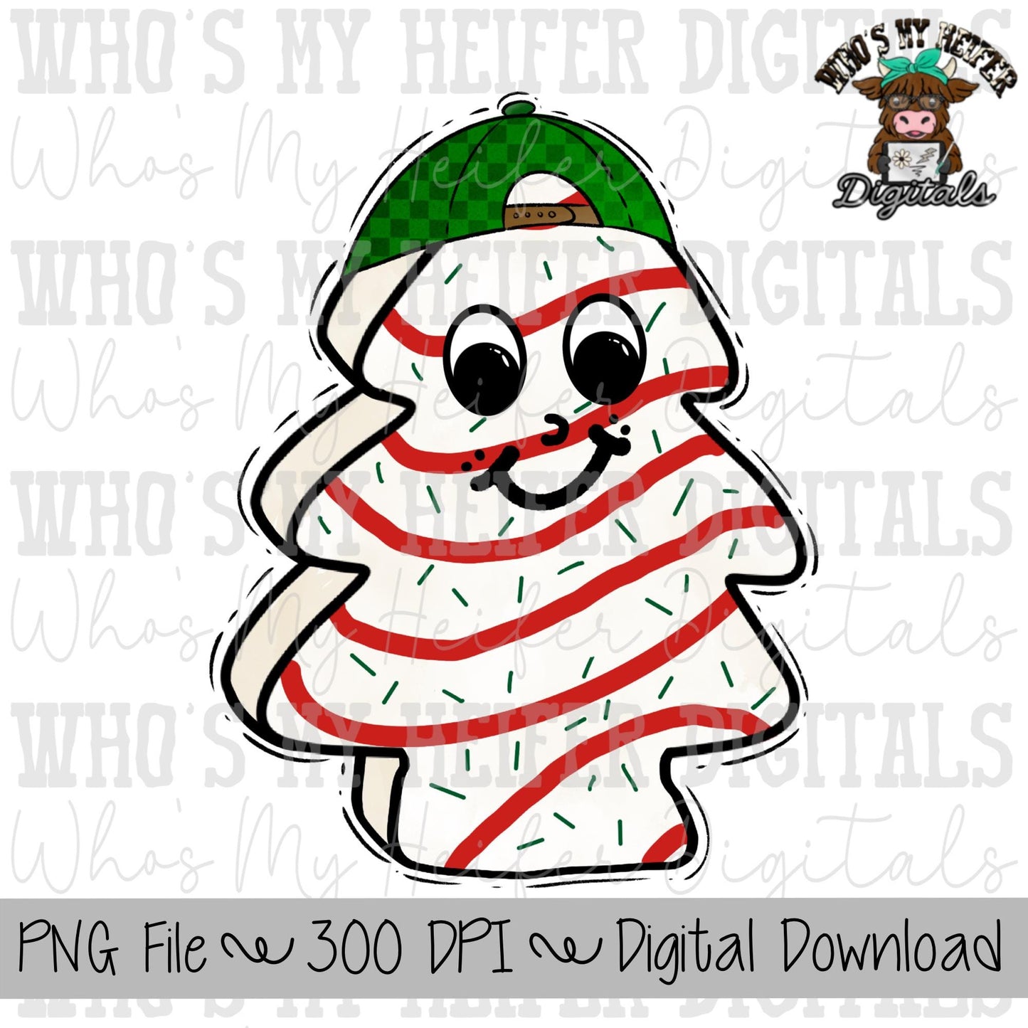 Boy Christmas Tree Cake Sublimation PNG Hand Drawn Christmas Tree Cake with Hat PNG Kids Christmas Shirt Design Checkered Hat Doodle Art