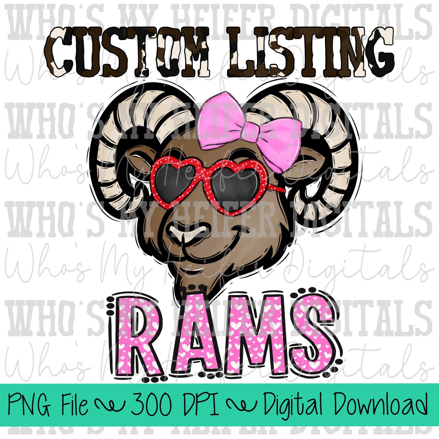 Custom Valentine's Mascot PNG Hand Drawn Mascot with Bow Sublimation PNG Game Day Shirt Design School Spirit PNG Heart Mascot Doodle Art