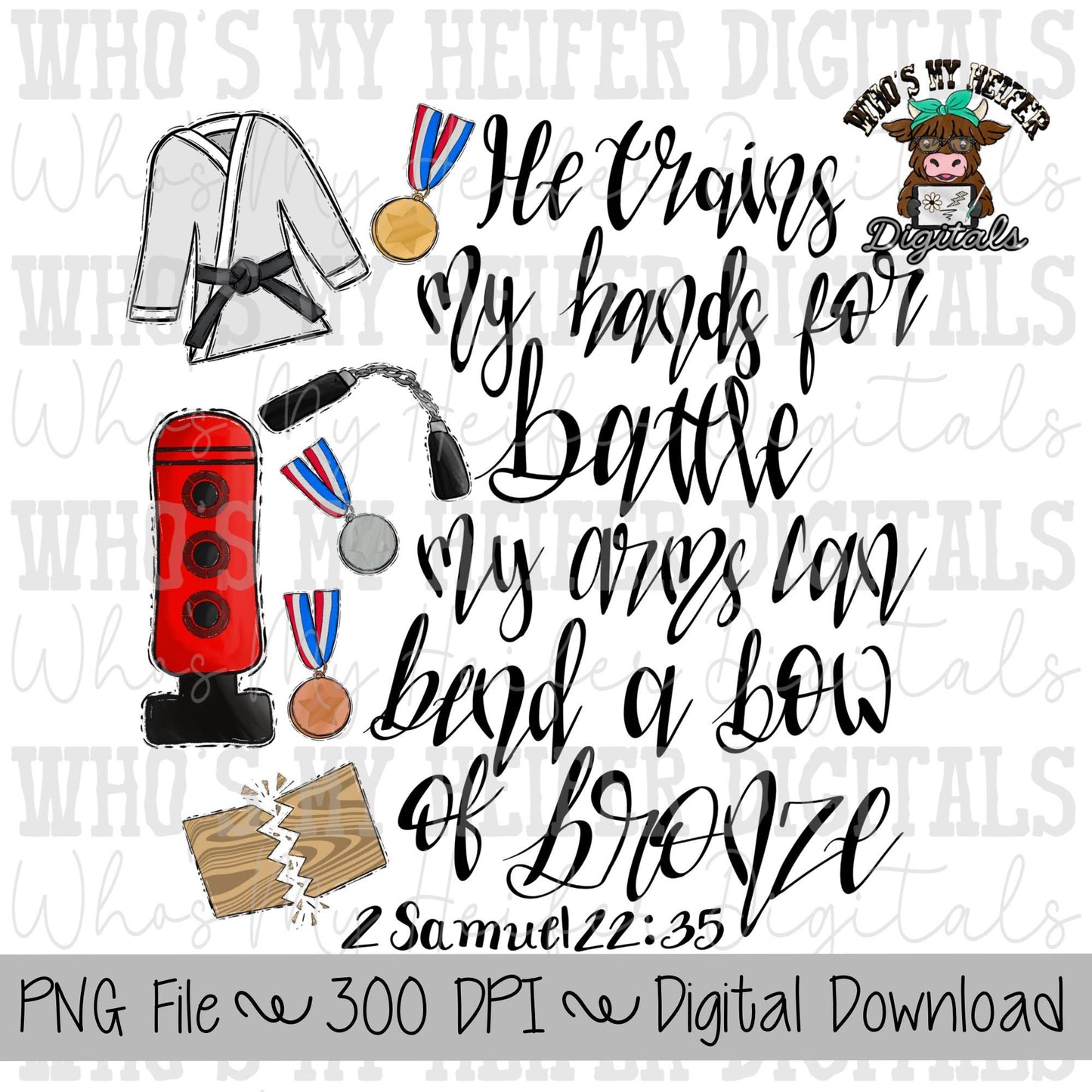 Christian Karate PNG Hand Drawn Karate Jacket with Medals & Gears Sublimation PNG Sport Bible Verse Shirt Design Kids Christian Doodle Art