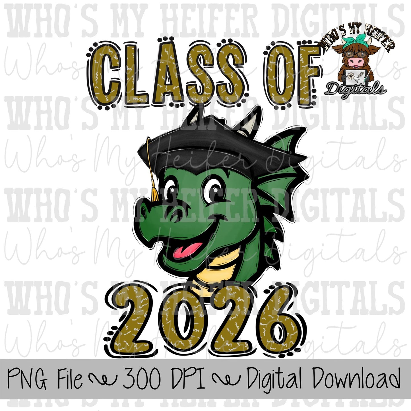Graduate Dragon PNG Hand Drawn Dragon with Grad Cap & 2026 Sublimation PNG Game Day Shirt Design School Spirit Dragons Kids Mascot