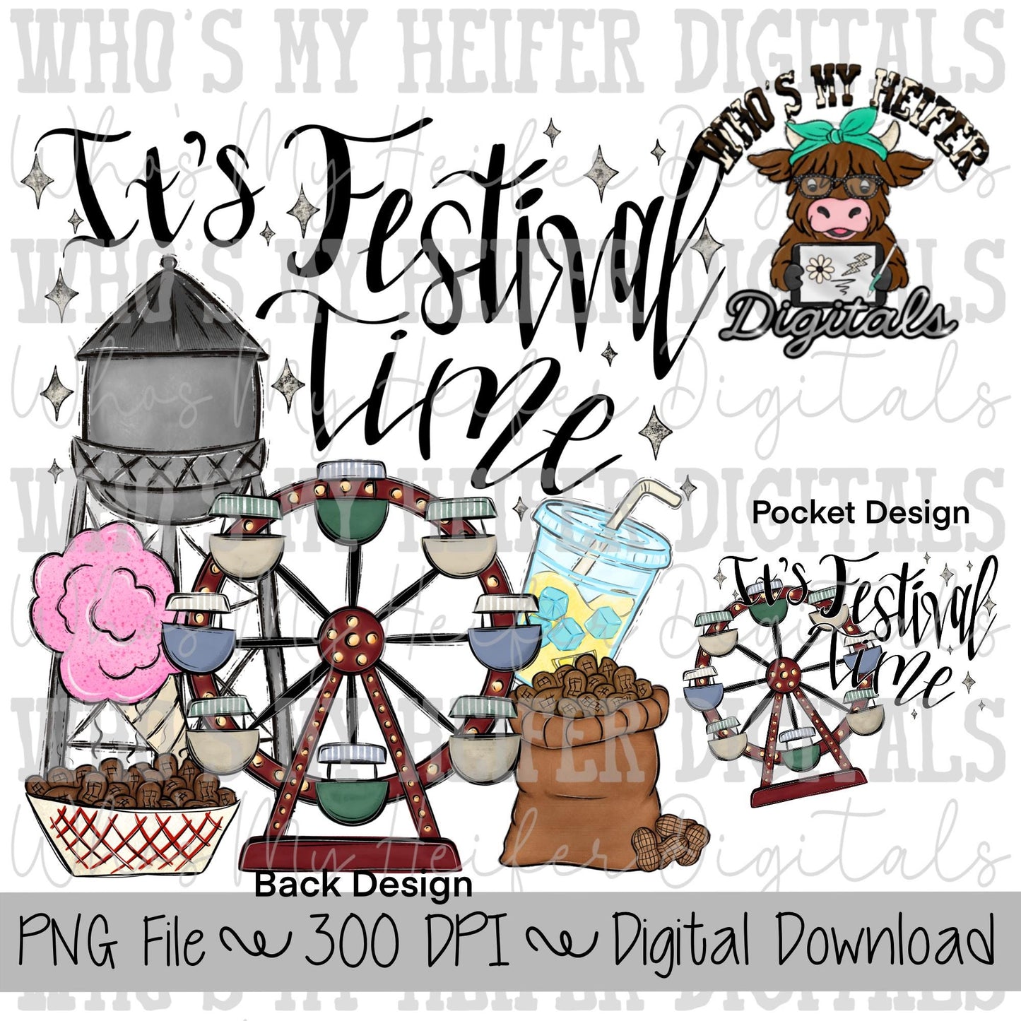 It's Festival Time PNG Hand Drawn Peanut Festival Sublimation Design Pink Cotton Candy Clipart Womens & Kids Festival Shirt Designs