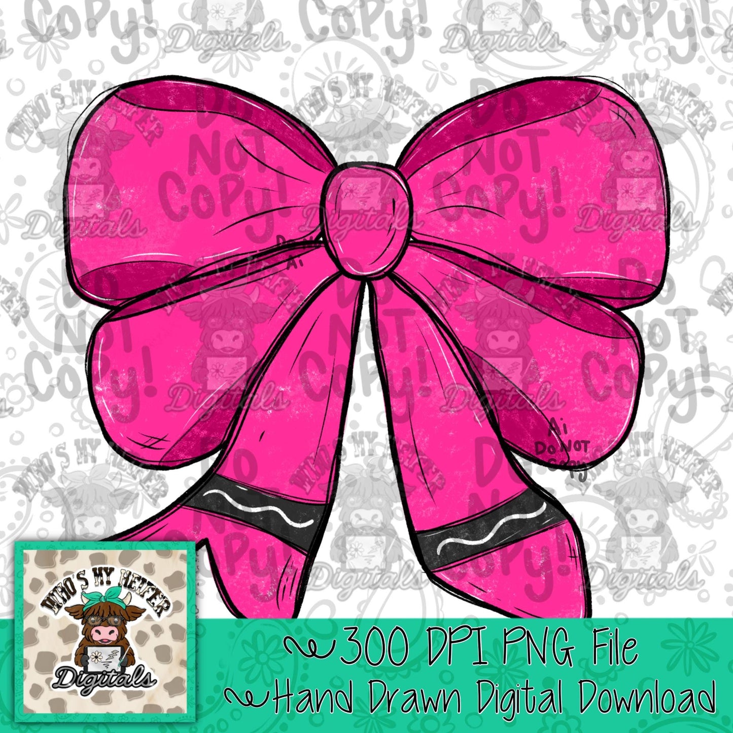 Girly Bow Crayon PNG Pink Crayon Preschool Sublimation File Coquette Back to School PNG Preppy First day of School Digital Art Whimsical