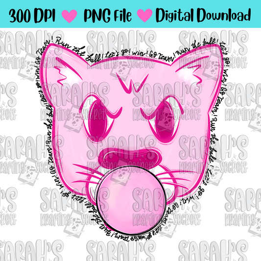 Pink Mascot Blowing Bubble Gum Sublimation File