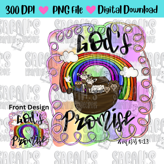 Hand Drawn God's Promise PNG - Kids Rainbow Sublimation File -Digital Download - Christian Art - Noah's Ark Printable Art - Bible Verse png