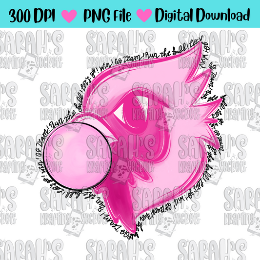 Pink Cardinal Blowing Bubble Gum Digital Download PNG File
