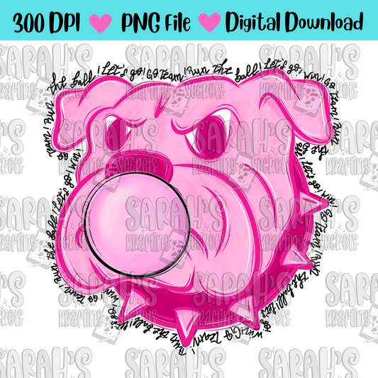 Pink Bulldog Blowing Bubble Gum Digital Download PNG File
