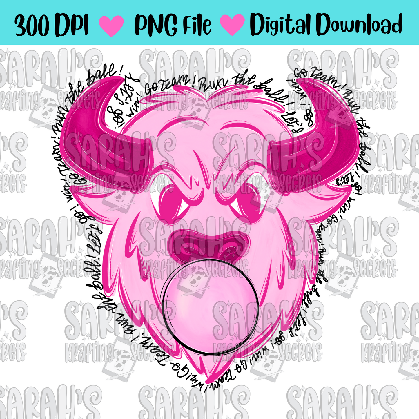 Pink Blowing Bubble Gum Buffalo Digital Download PNG