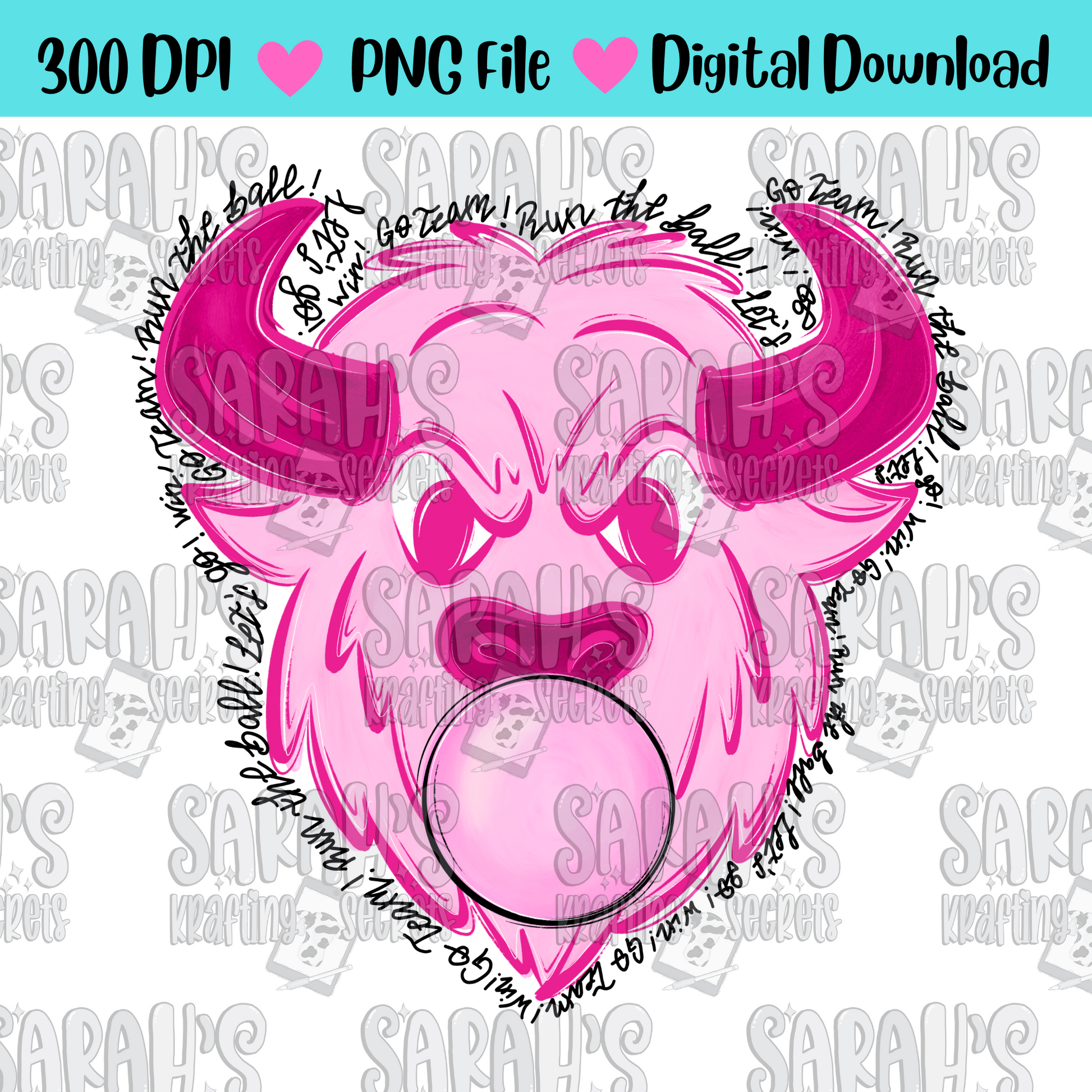Pink Blowing Bubble Gum Buffalo Digital Download PNG