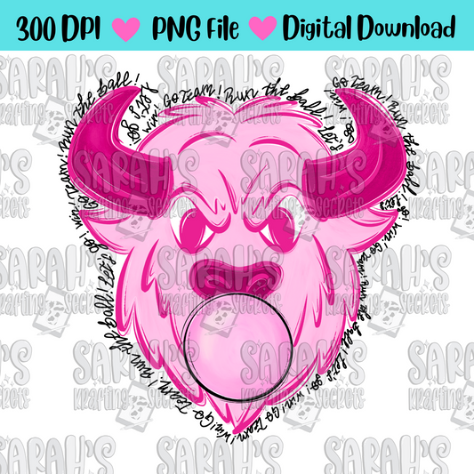 Pink Blowing Bubble Gum Buffalo Digital Download PNG
